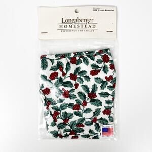 NEW Longaberger 2006 Woven Memories Basket Liner Button Holly Christmas